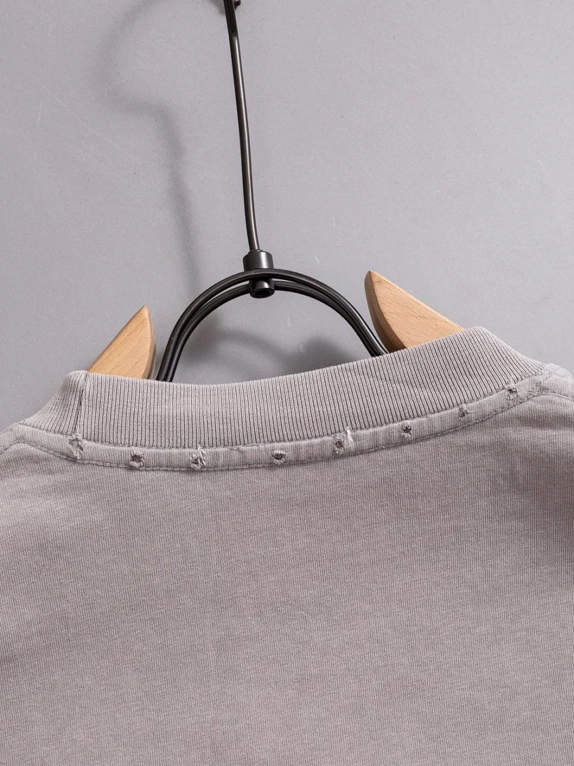 P100✨🔥 [balenciaga] 2026FW short-sleeved T-shirt Premium 26s double yarn 300g fabric, washed with Ma Liang distressed process Color: washed black, washed white, washed Khaki Size: S M L XL 2XL